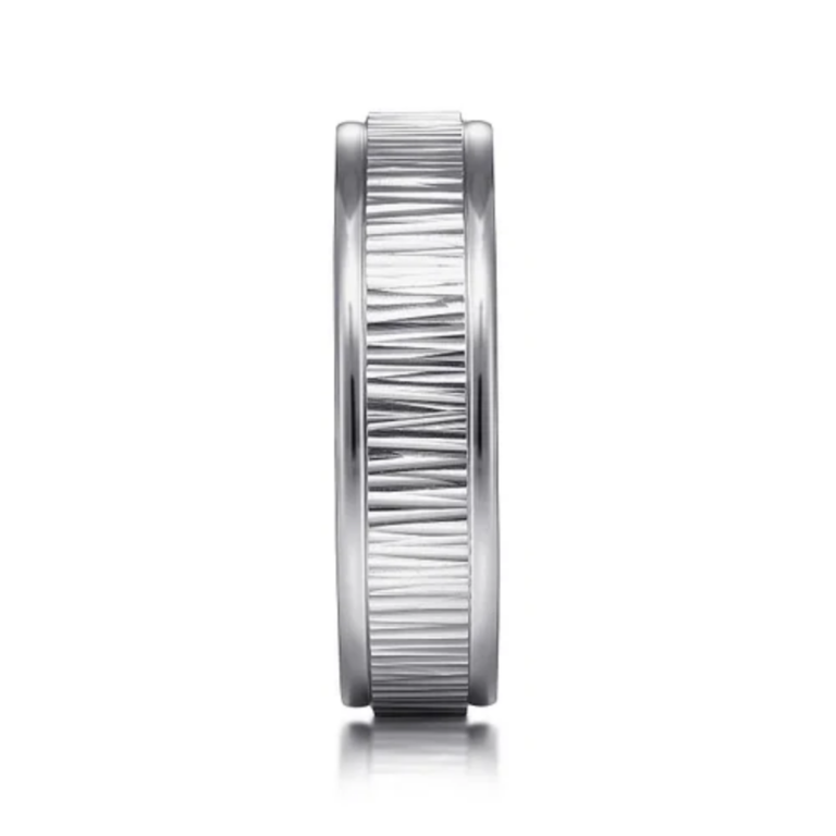 14K Two-Tone Gold 6mm – Vertical Etching Men’s Wedding Band Gabriel 21