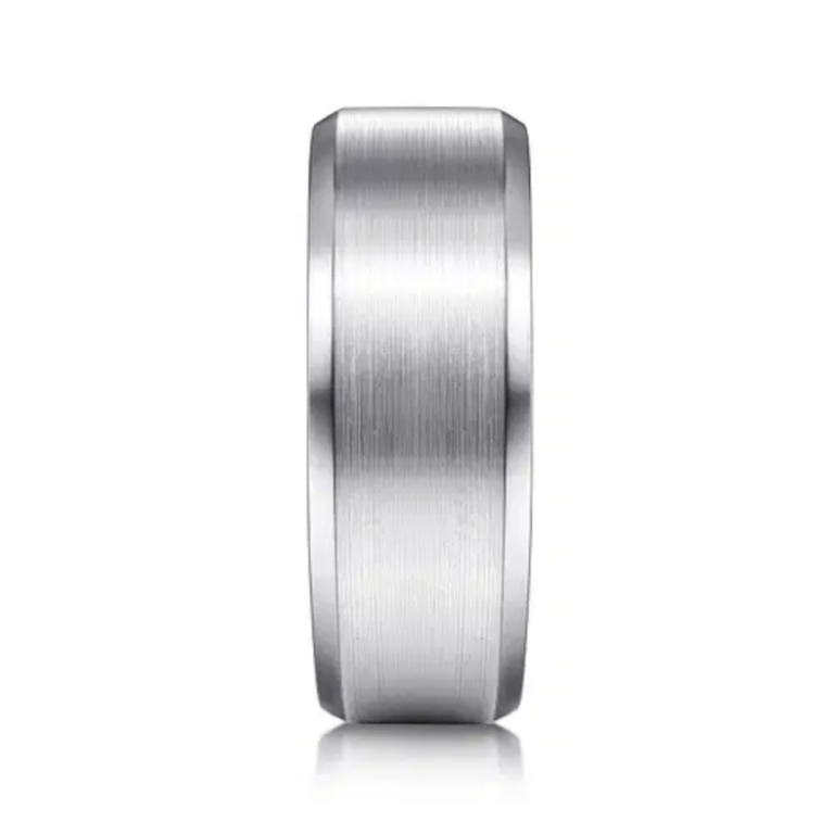 14K Gold 8mm – Satin Finish Beveled Edge Men’s Wedding Band Gabriel 17