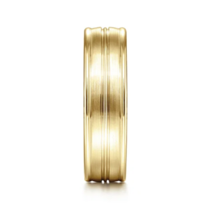 14K Gold 6mm – Satin Finish Center Groove Men’s Wedding Band Gabriel 51
