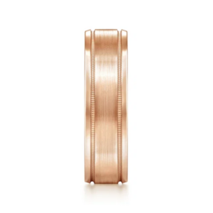 14K Gold 6mm – Satin Finish Milgrain Accent Men’s Wedding Band Gabriel 51