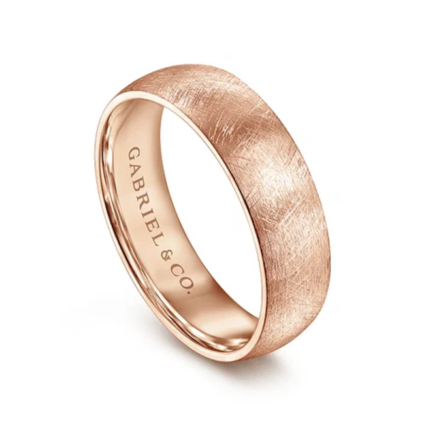 14K Gold 6mm - Diamond Brush Finish Men's Wedding Band - Image 6