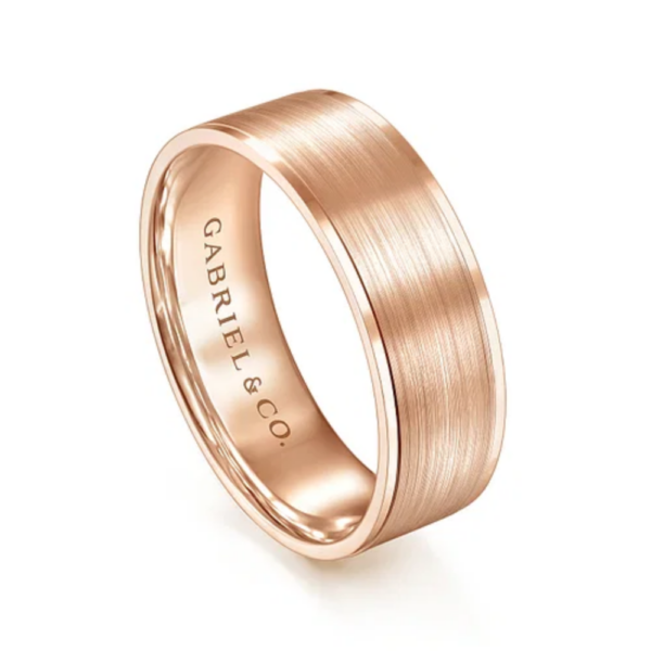 14K Gold 7mm - Satin Finish Men's Wedding Band - Image 6