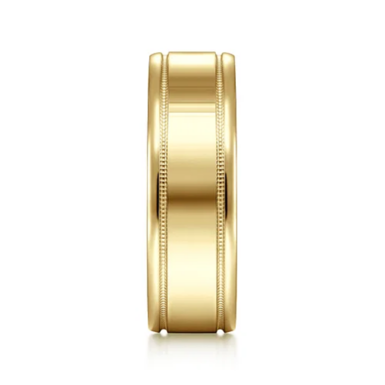 14K Gold 7mm – Milgrain Accented Men’s Wedding Band Gabriel 21