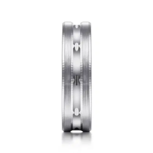 14K Gold 6mm – Satin Finish Carved Accents Men’s Wedding Band Gabriel 21