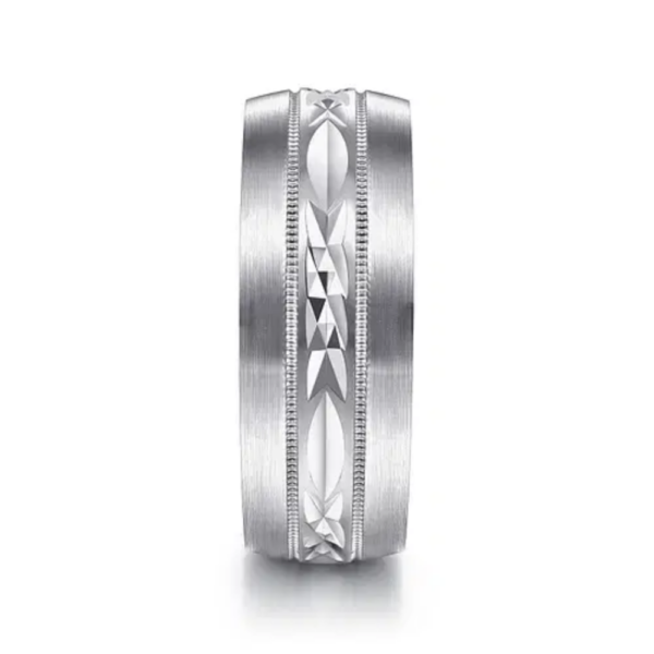 14K Gold 8mm - Diamond Cut Center Men's Wedding Band - Image 4