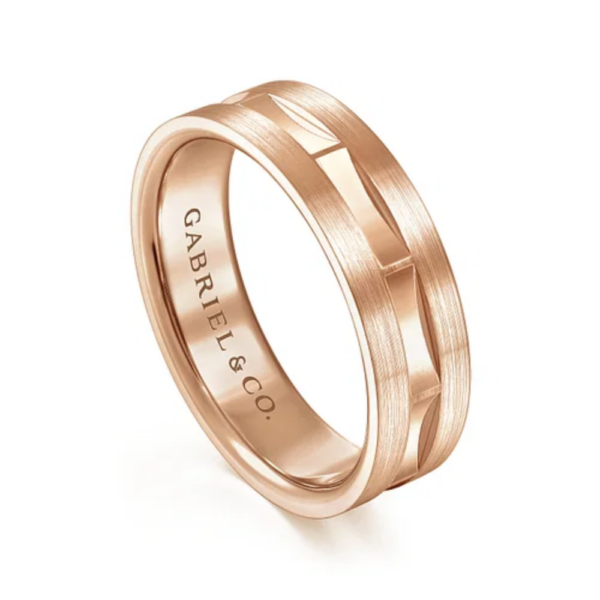 14K Gold 6mm - Brushed & Satin Interwoven Men's Wedding Band - Image 10