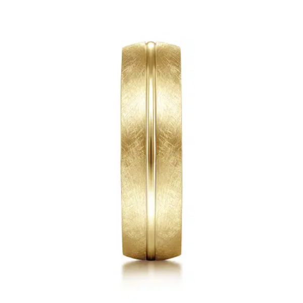 14K Gold 6mm - Brushed Diamond Cut Men's Wedding Band - Image 4