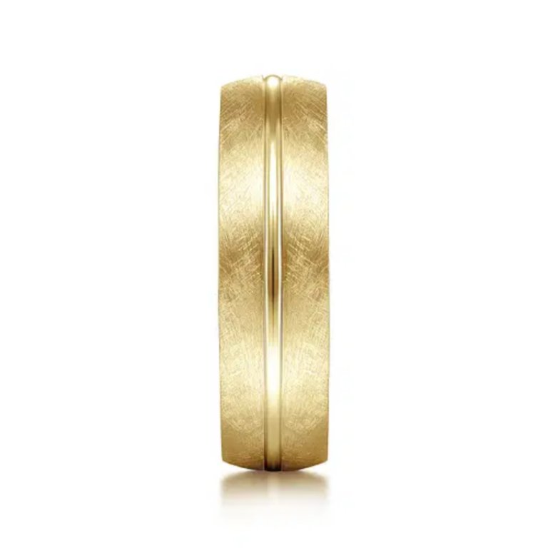 14K Gold 6mm – Brushed Diamond Cut Men’s Wedding Band Gabriel 17