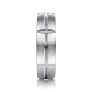 14K Gold 6mm – Satin Carved Station Men’s Wedding Band Gabriel 40