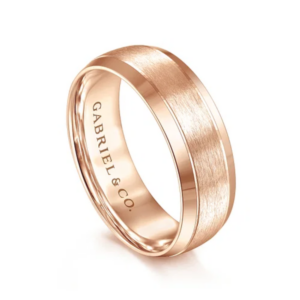 14K Gold 7mm – Horizontal Brush Grooved Men’s Wedding Band Gabriel 23