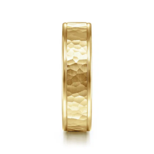 14K Gold 6mm – Flat Hammered Finish Men’s Wedding Band Gabriel 47
