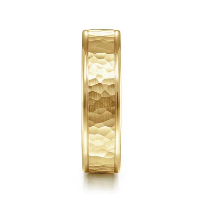 14K Gold 6mm – Flat Hammered Finish Men’s Wedding Band Gabriel 21