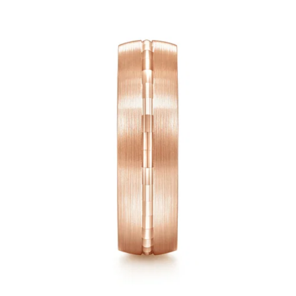 14K Gold 6mm - Satin Finish Center Groove Men's Wedding Band - Image 8