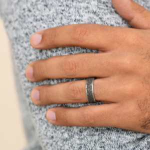 14K Gold and Tantalum 7.5mm – Rock Wall Men’s Wedding Band Ammara Stone 40