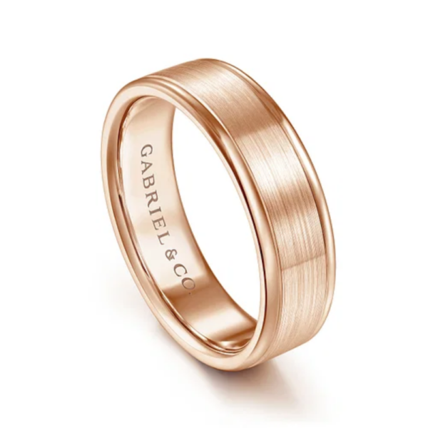 14K Gold 6mm - Satin Finish Polished Edges Men's Wedding Band - Image 10