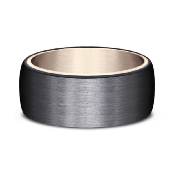 14K Gold and Black Titanium 8mm - Satin Men's Wedding Band - Image 9