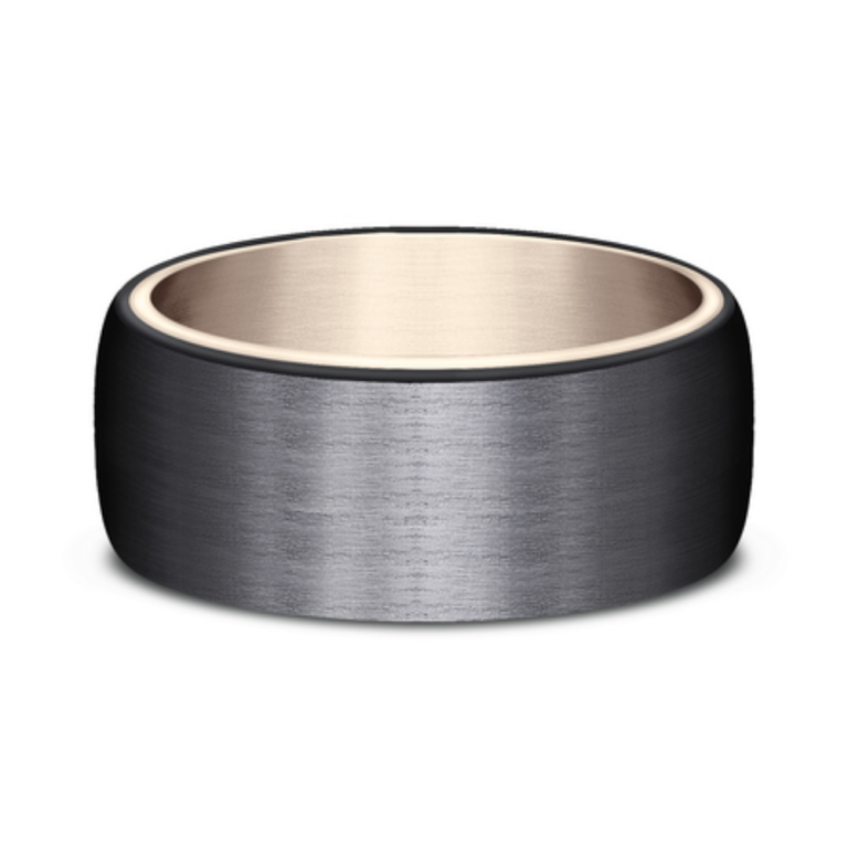 14K Gold and Black Titanium 8mm – Satin Men’s Wedding Band Benchmark 21