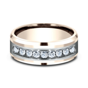 14K Two-Tone Gold Channel Set Diamond Men’s Wedding Band Benchmark 11
