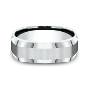 14K Gold 7mm - Four-Sided Satin Men's Wedding Band
