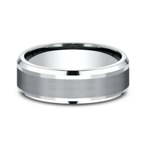 14K Gold and Tantalum 7mm – Satin Beveled Men’s Wedding Band Benchmark 41