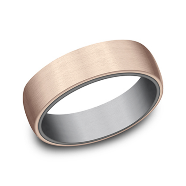 14K Gold and Tantalum 6.5mm - Satin Sleeve Men's Wedding Band - Image 8