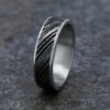14K Gold and Damascus Steel 6.5mm – Men’s Wedding Band Ammara Stone 56