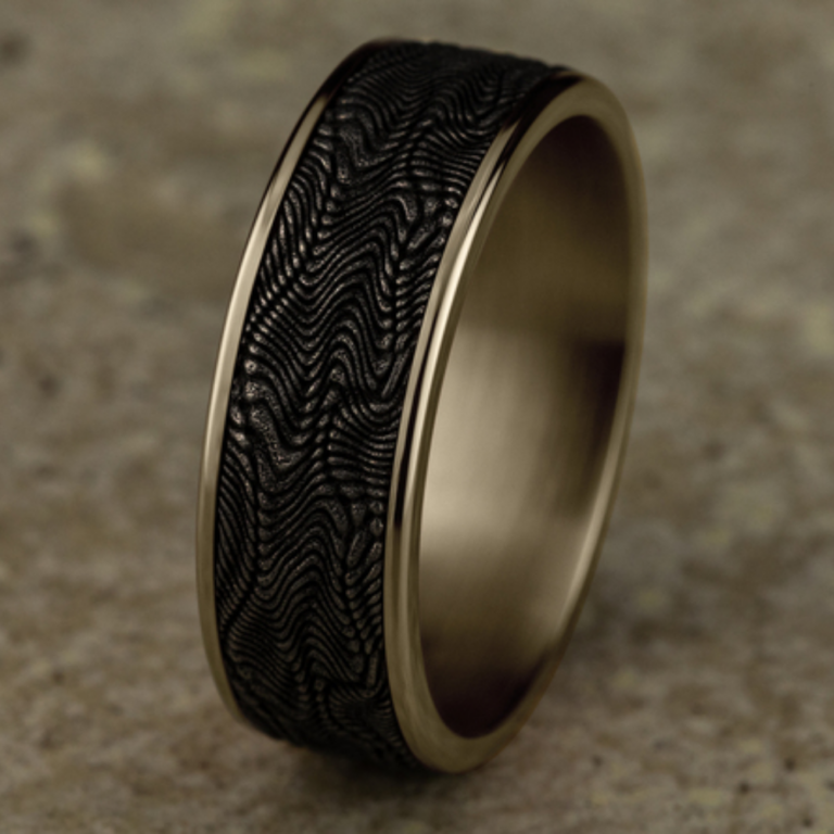 14K Gold and Tantalum 7.5mm – Snakeskin Men’s Wedding Band Ammara Stone 13