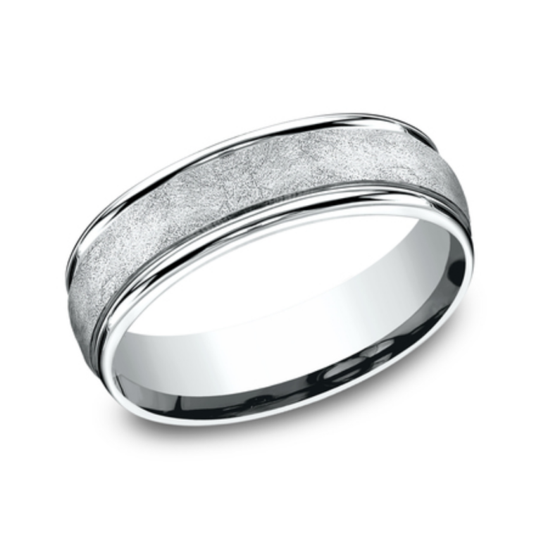14K Gold 6.5mm – Swirl Finish Men’s Wedding Band Benchmark 17