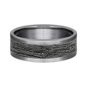 14K Gold and Tantalum 8mm - Wood Pattern Men's Wedding Band