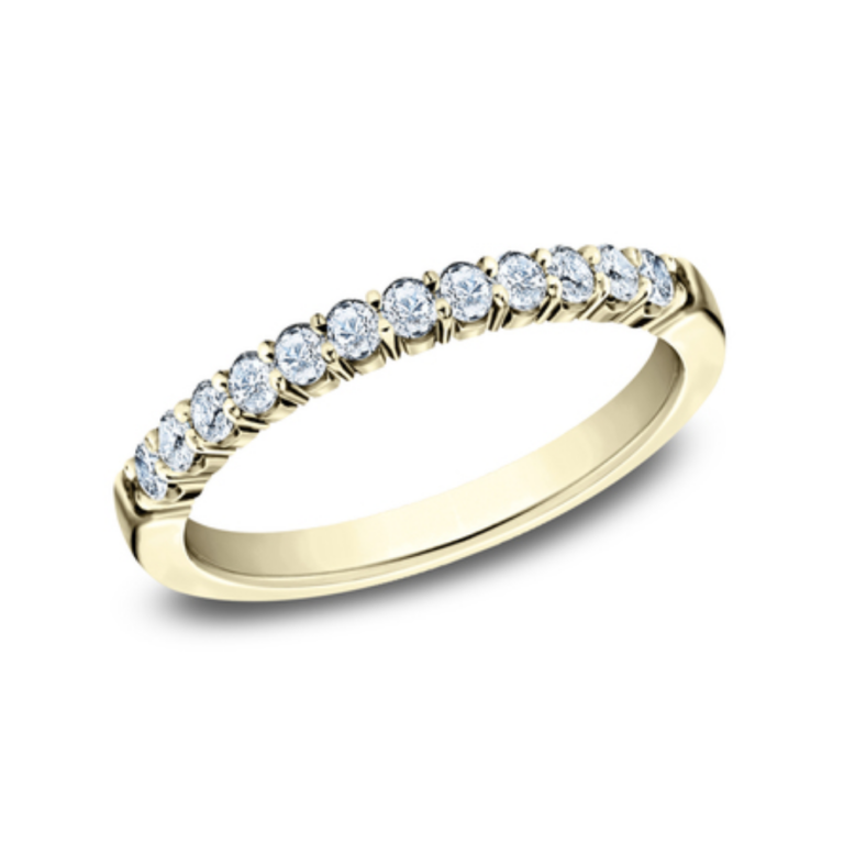 14K Gold Crescent Round Brilliant Diamond Wedding Band Classic 14