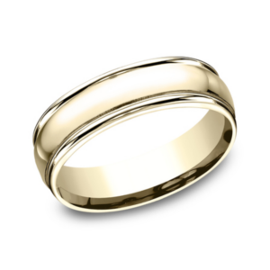 14K Gold 6.5mm – Rounded Polished Men’s Wedding Band Benchmark 14