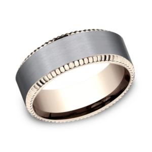 14K Gold and Tantalum 8mm – Coined Men’s Wedding Band Ammara Stone 35