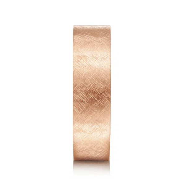 14K Gold 6mm - Crosshatch Brushed Finish Men's Wedding Band - Image 8