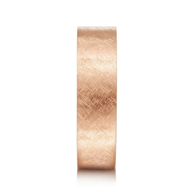 14K Gold 6mm – Crosshatch Brushed Finish Men’s Wedding Band Gabriel 47