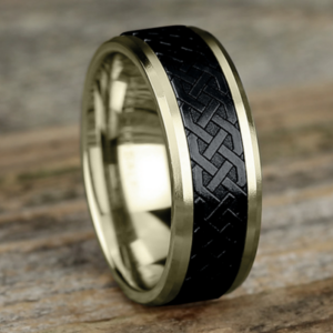 14K Gold and Black Titanium 8mm – Celtic Men’s Wedding Band Benchmark 36