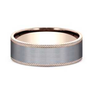 14K Gold and Tantalum 7mm – Satin Knurled Men’s Wedding Band Ammara Stone 31