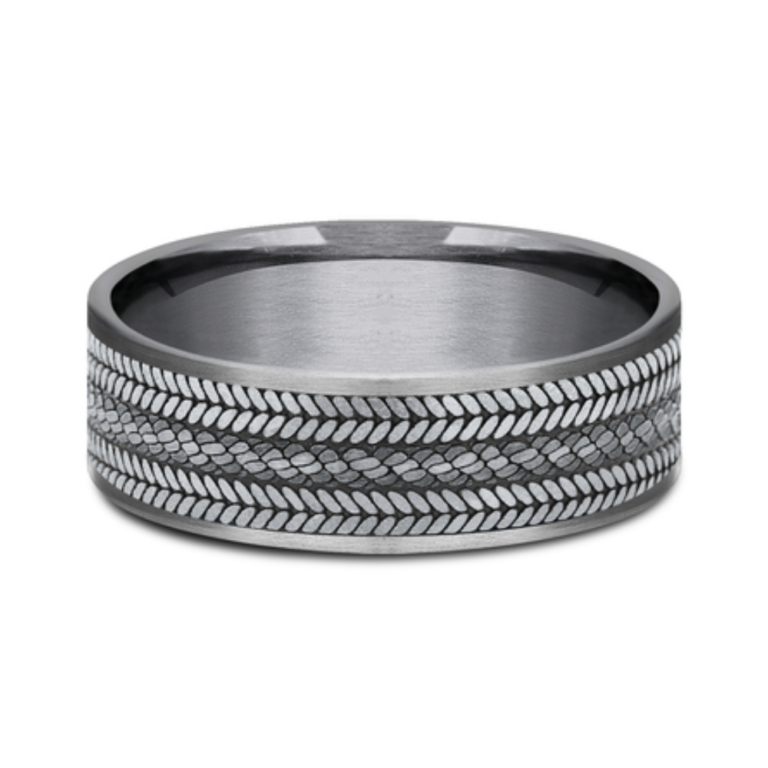 14K Gold and Tantalum 7.5mm – Rope Men’s Wedding Band Ammara Stone 34