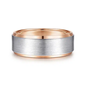 14K Gold 8mm – Satin Finish Beveled Edges Men’s Wedding Band Gabriel 22