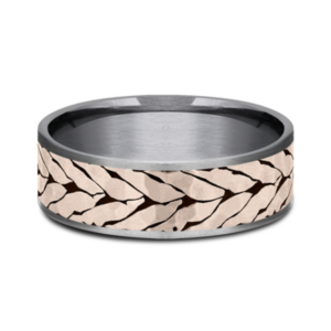 14K Gold and Tantalum 7.5mm – Chevron Men’s Wedding Band Ammara Stone 34