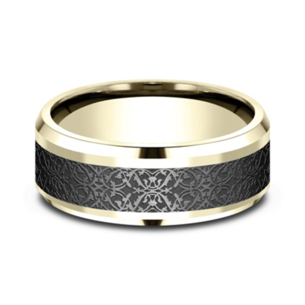 14K Gold and Black Titanium 8mm - Ottoman Men's Wedding Band - Image 7