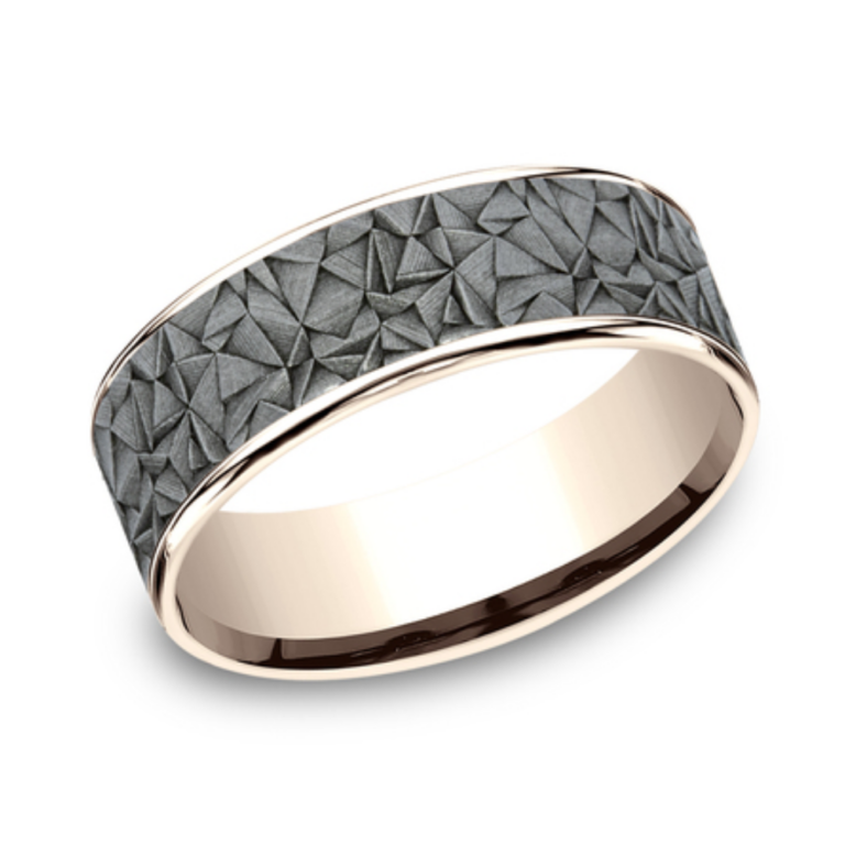 14K Gold and Tantalum 7.5mm – Kaleidoscope Men’s Wedding Band Ammara Stone 35