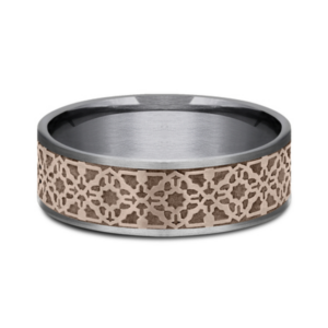 14K Gold and Tantalum 7.5mm – Aztec Men’s Wedding Band Ammara Stone 34