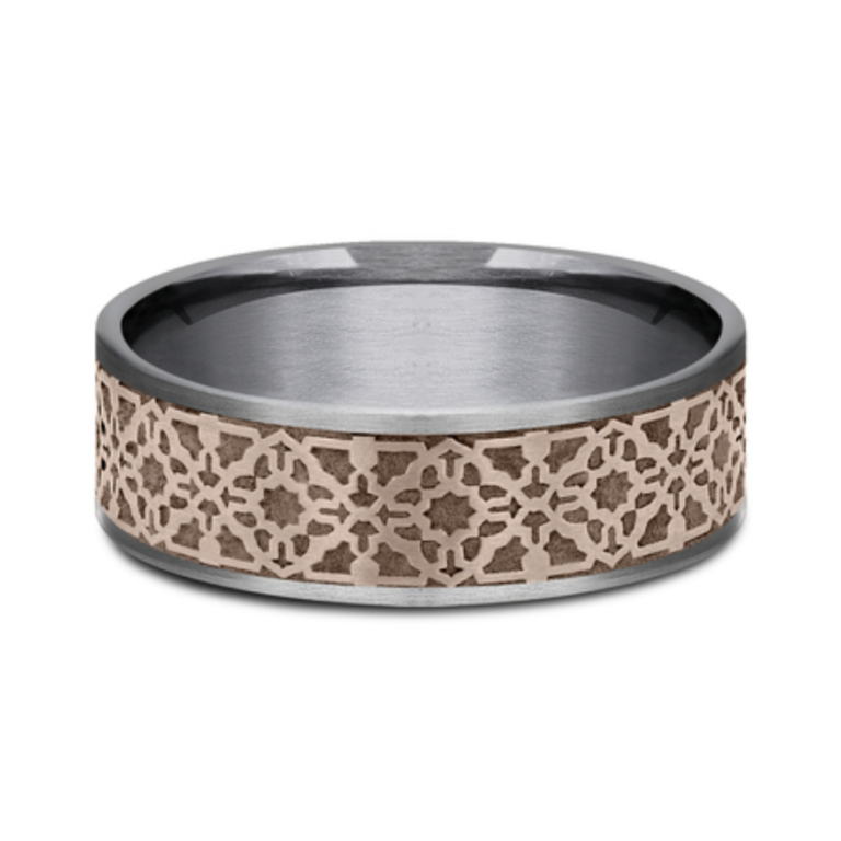14K Gold and Tantalum 7.5mm – Aztec Men’s Wedding Band Ammara Stone 16