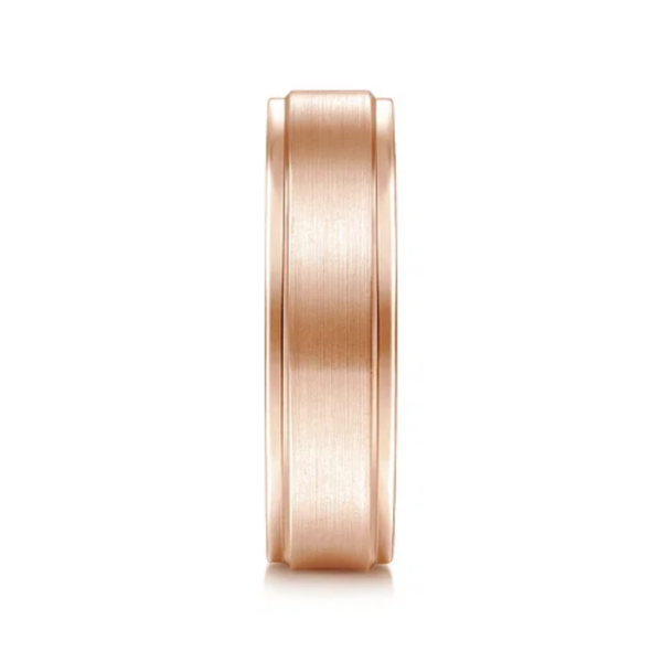 14K Gold 6mm - Satin Finish Beveled Edge Men's Wedding Band - Image 4