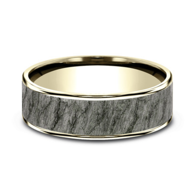 14K Gold and Tantalum 7.5mm – Rock Men’s Wedding Band Ammara Stone 11