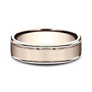 14K Gold 6mm – Rounded Satin Finish Men’s Wedding Band Benchmark 17