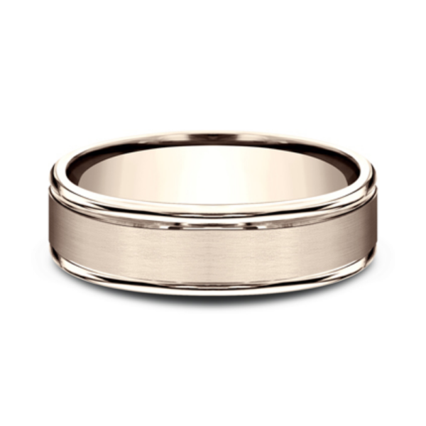 14K Gold 6mm - Rounded Satin Finish Men's Wedding Band - Image 5