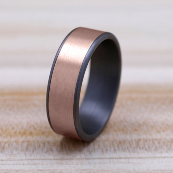 14K Gold and Tantalum 7.5mm - Satin Men's Wedding Band - Image 9