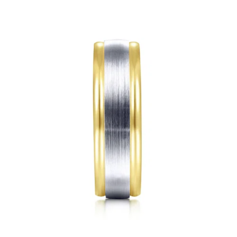 14K Two-Tone Gold 7mm – Satin Finish Men’s Wedding Band Gabriel 17