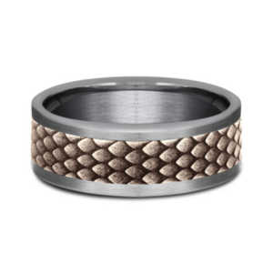 14K Gold and Tantalum 8mm – Dragon Scale Men’s Wedding Band Ammara Stone 21